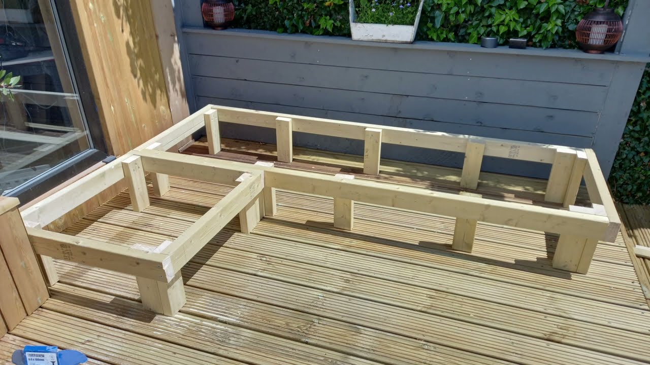 Bespoke hand built made to measure outside seating for decking. 