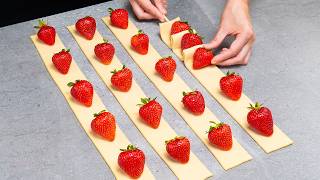 Strawberry puff pastry prepared in a way you've never seen before Raspberry Puff Pastry That Immediately Disappears From The Table