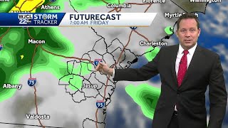 Rain arrives to close the work week, the timing and rain totals for our area