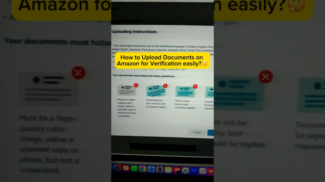 Upload Verification Documents for Amazon account 
