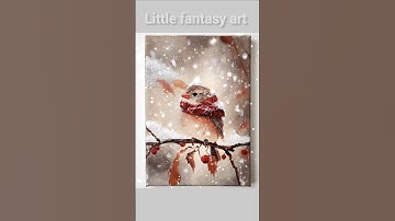 Winter painting ❄️☃️🐦 #shorts #art #acrylicpainting