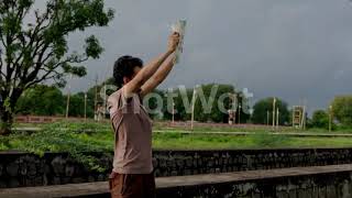 Environmental Activist with Sign   Indian Stock Footage   SHOTWOT   Copyright Free Video
