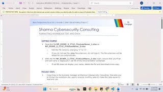 New Perspectives Excel 365 | Module 2: SAM Critical Thinking Project C Sharma Cybersecurity Consulti