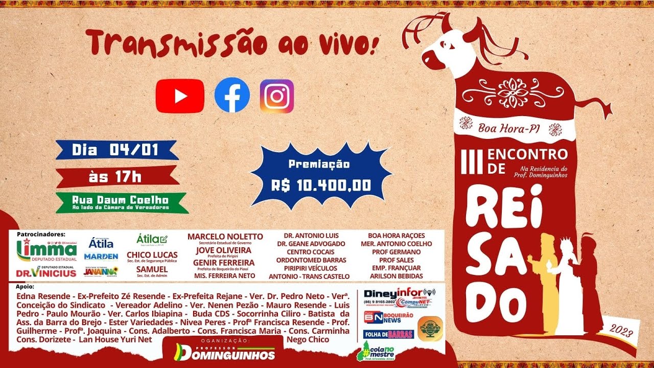 TRANSMISSÃO DO 3º ENCONTRO DE REISADO NA CIDADE DE BOA HORA