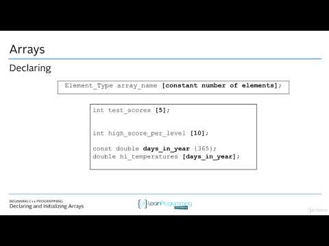 3  Declaring and Initializing Arrays