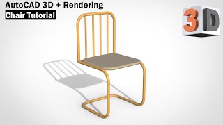AutoCAD 3D Tutorial - Chair Modeling in Autocad + Rendering