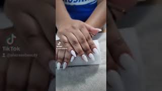 white coffin nails | alazaesbeauty