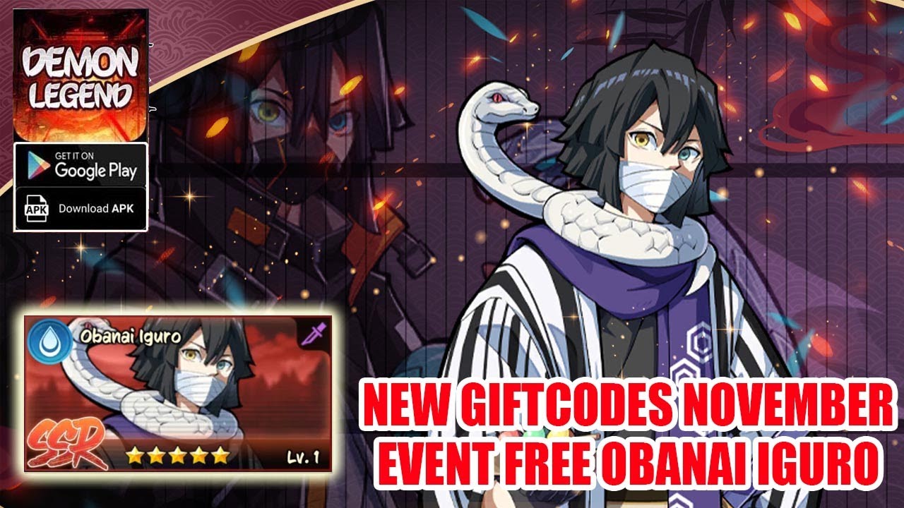 Demon Legend Fury New Giftcodes November - Event Free Obanai Iguro