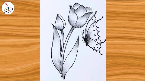 How to draw a Butterfly on Flower||Simple Pencil Sketch||Easy Drawing ideas for Beginners 