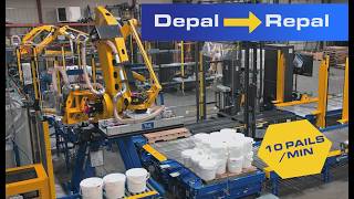 Celebrity Robotic Depalletizing & Repalletizing Plastic Pails 10 Pails Min Inline Labeling Cell Net Worth