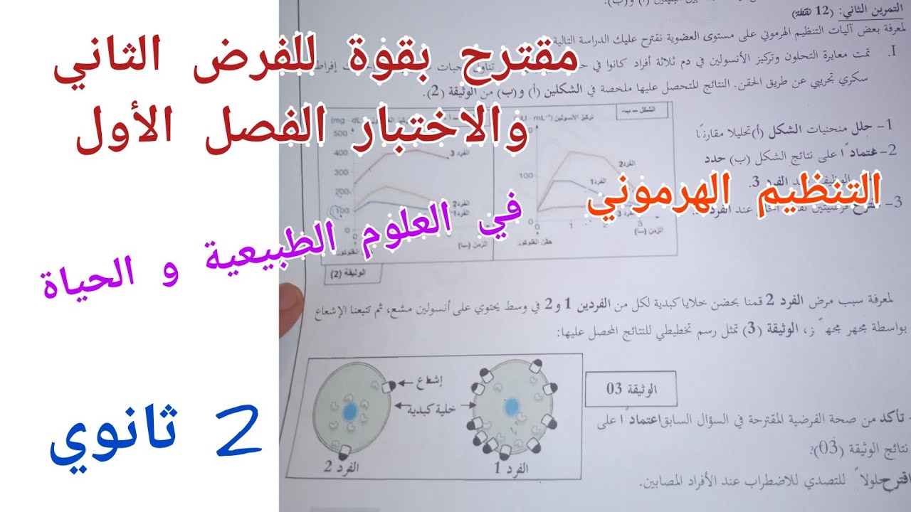 مقترح بقوة للفرض الثاني و الاختبار الفصل الأول في العلوم الطبيعية و الحياة للسنة 2 ثانوي