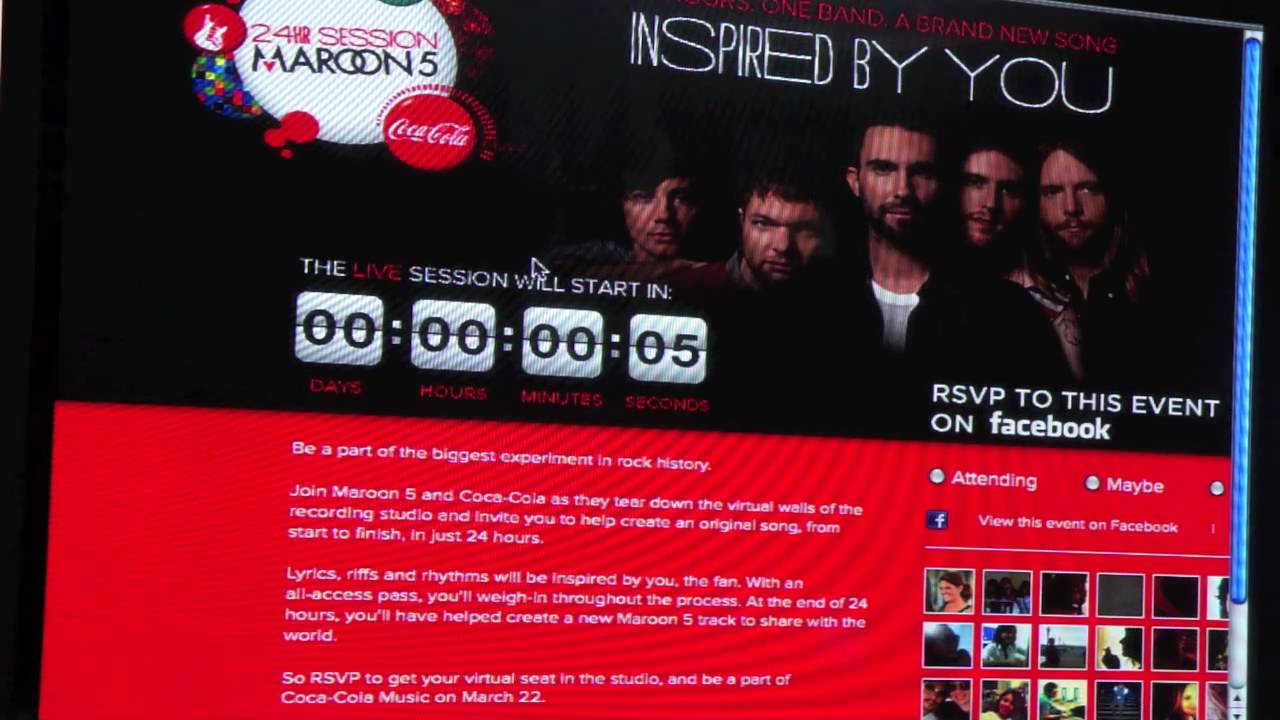 Maroon5 24 hours session with Coca Cola - Just starting