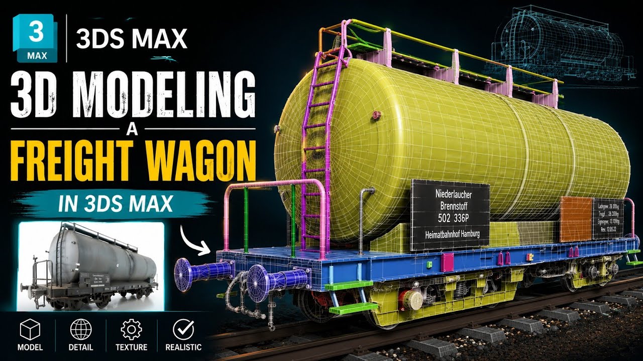 How to Model a Realistic Freight Wagon in 3ds Max - YouTube