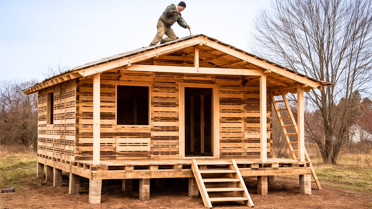 The Cheapest Pallet House Built in 30 Days – Complete Construction Process