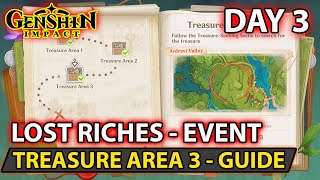 Genshin Impact - How To Complete - Treasure Area 3 Clue Location - Event Lost Riches Day 3 Guide