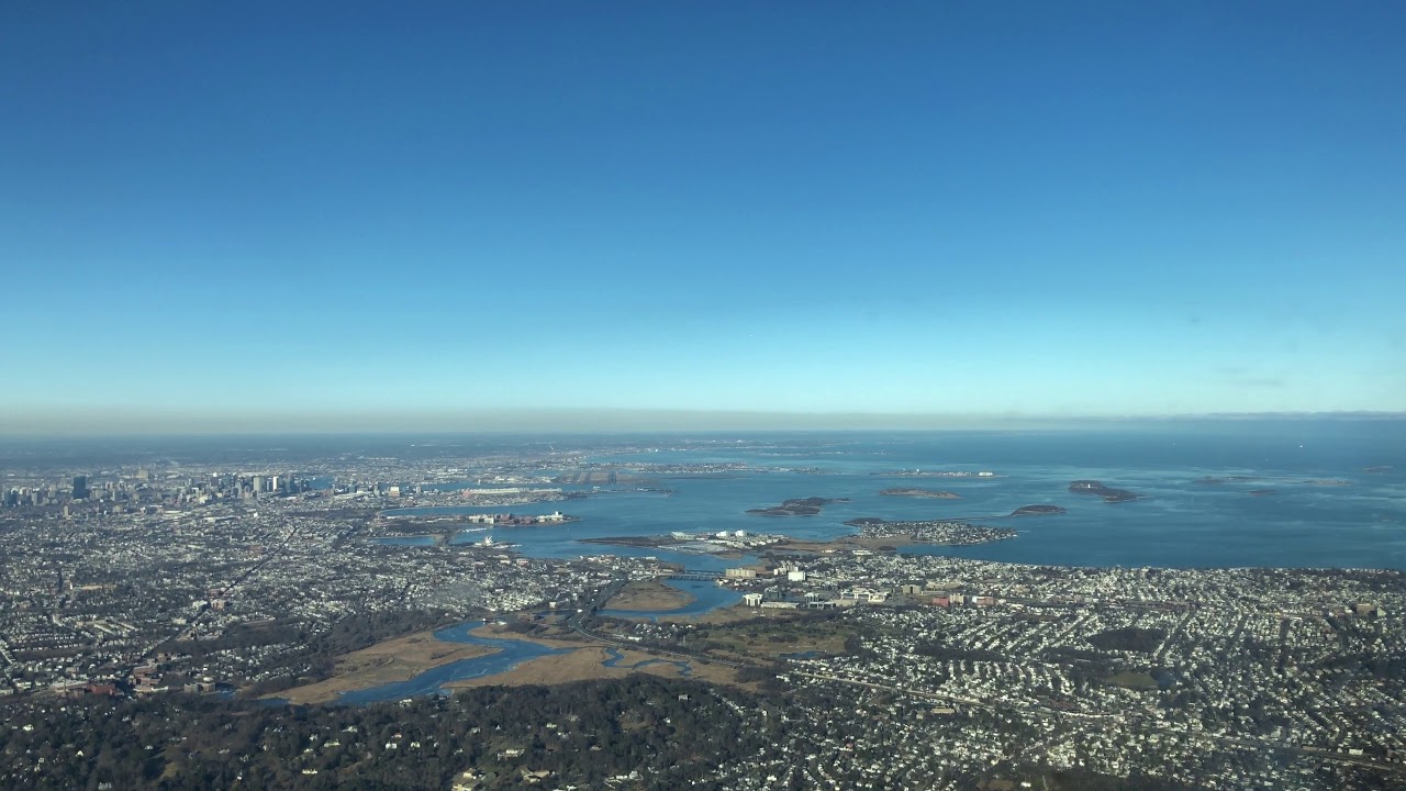4K UHD COCKPIT VIEW OF LANDING AT BOSTON LOGAN AIRPORT RWY 04R