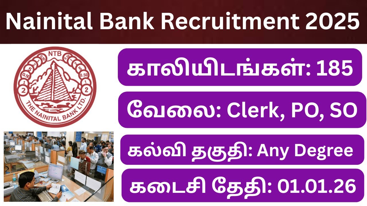 Nainital Bank Recruitment 2025 | 185 Vacancies | Clerk, PO, SO Posts | நிரந்தர அரசு வேலை | Bank Job