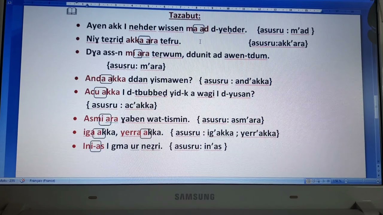 Aɣelluy n teɣra aswir wis 3 LL,Asebter 15.( leçon de thamazight 3AM page 15.)