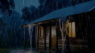 Heavy Rain at Cozy Wooden Cabin 🌲 Calming Storm Ambience for Sleep