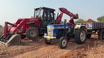 New Jcb 3dx Backhoe Loader Loading mud in Swaraj Tractor || jcb tractor loading video Part-01