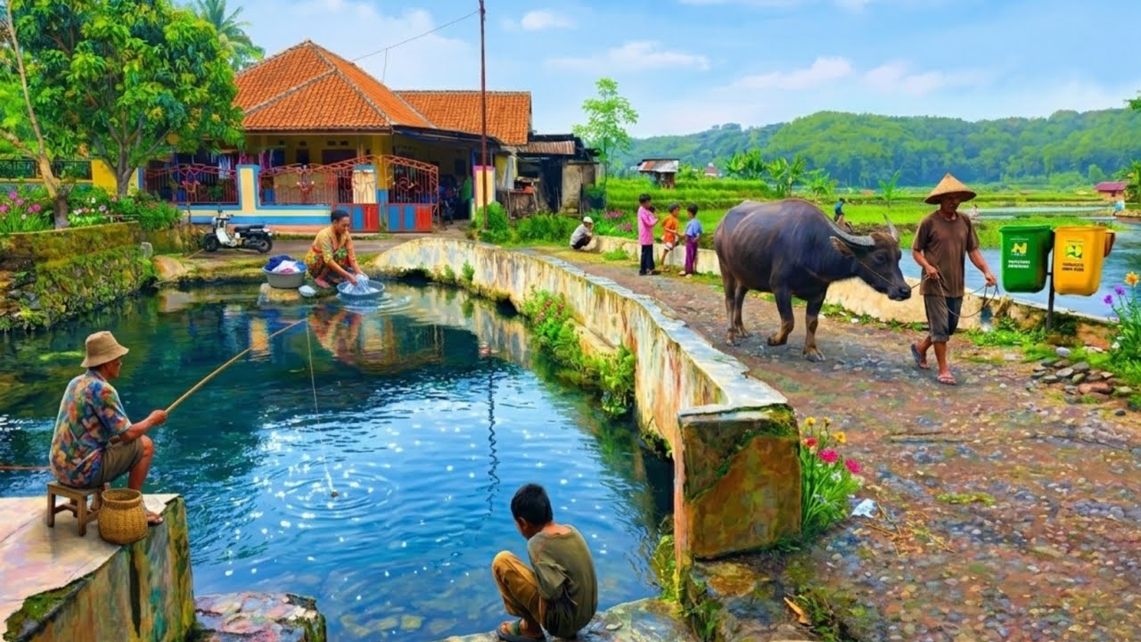 Dijamin Betah 🤩 Ngabuburit Di kampung Tersubur Dengan Aliran Sungai Dan Hamparan Sawah Yang Indah