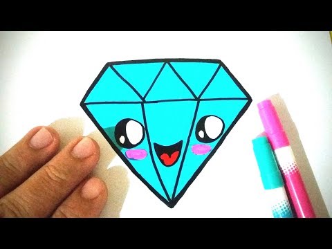 HOW TO DRAW A BEAUTIFUL DIAMOND KAWAII - Simple Drawing for Children 