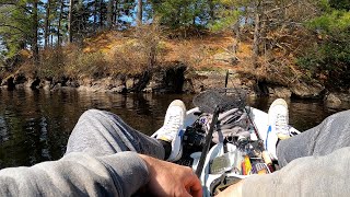 Kayak Spring Bass Fishing a New, Shallow, Rocky Pond