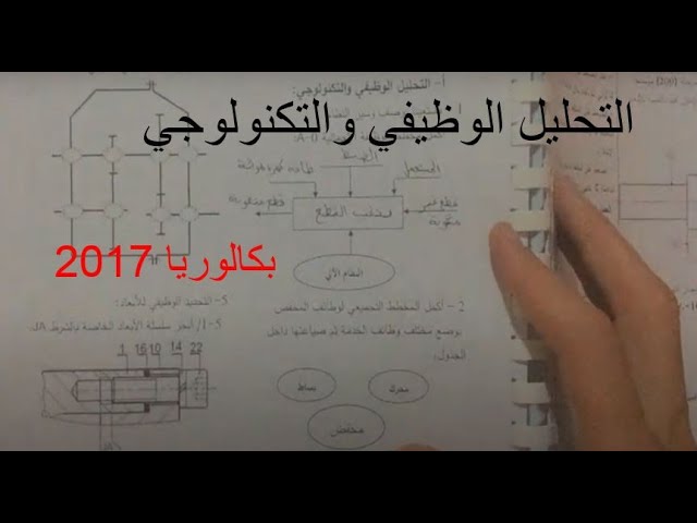 بكالوريا هندسة ميكانيكية2017 الموضوع الأول الجزء الثاني ( التحليل الوظيفي والتكنولوجي )