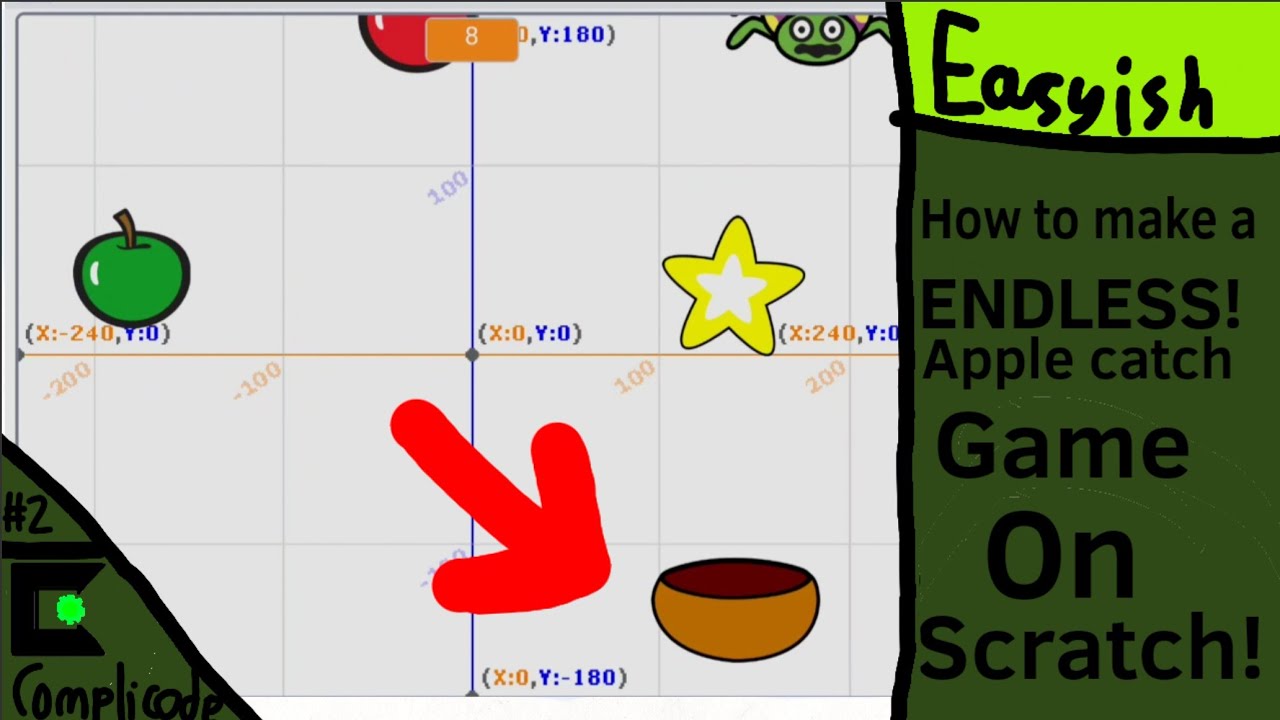 How to create a endless Apple Catch game in #scratch | Complicode #2 ...