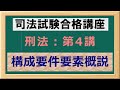 〔独学〕司法試験・予備試験合格講座　刑法（基本知識・論証パターン編）第４講：構成要件要素概説 〔2021年版・刑法改正対応済み〕