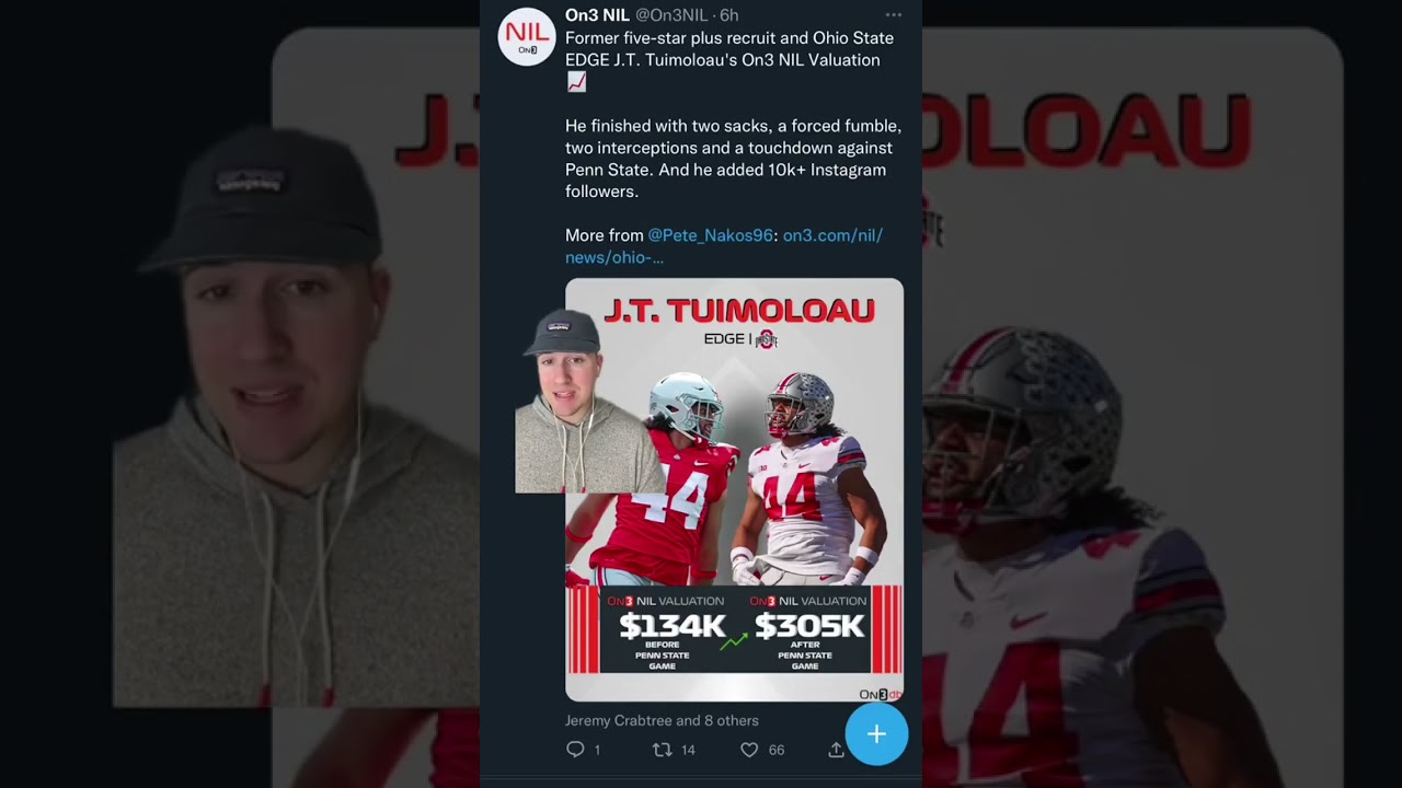After his monster game vs Penn State, Ohio State DE JT Tuimoloau saw a massive increase in his NIL