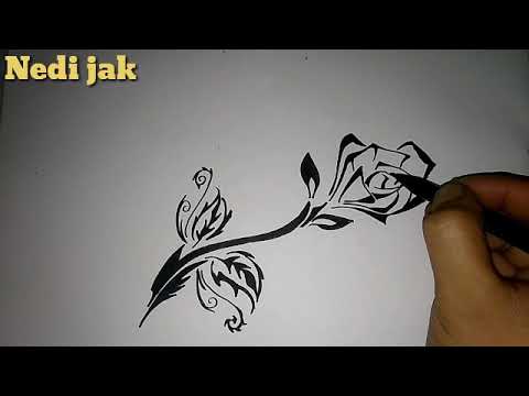 Tato tribal bunga mawar mudah step by step - YouTube