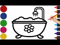 How to Draw a Bathtub with Rainbow drawing For Children  // #drawing #howtodraw #painting