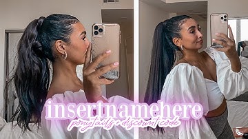 INSERT NAME HERE REVIEW: TUTORIAL + DISCOUNT CODE: ALY & MIYA PONYTAIL 💫