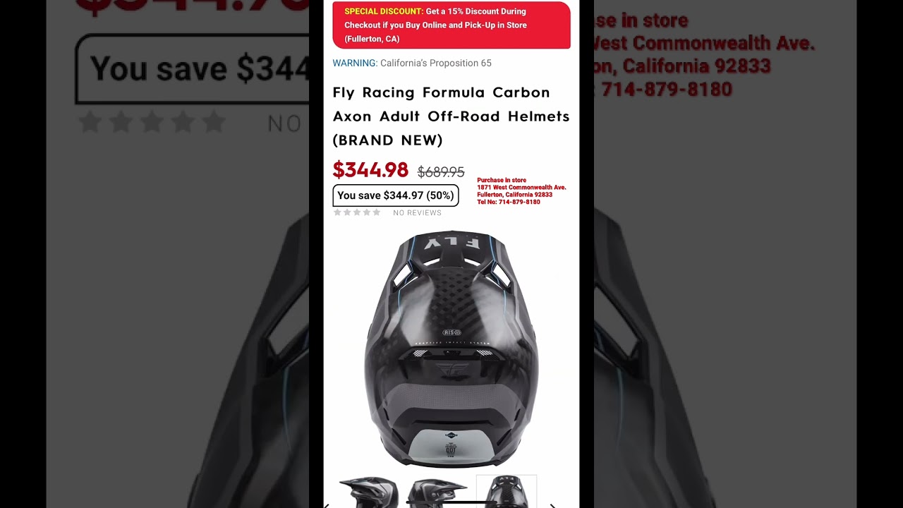 Motorhelmets Store Pick-up - Fly Racing Formula CC & Carbon Axon Adult Off-Road Helmets 