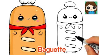 How to Draw a Baguette Bread ???? Cute Food Art - YouTube