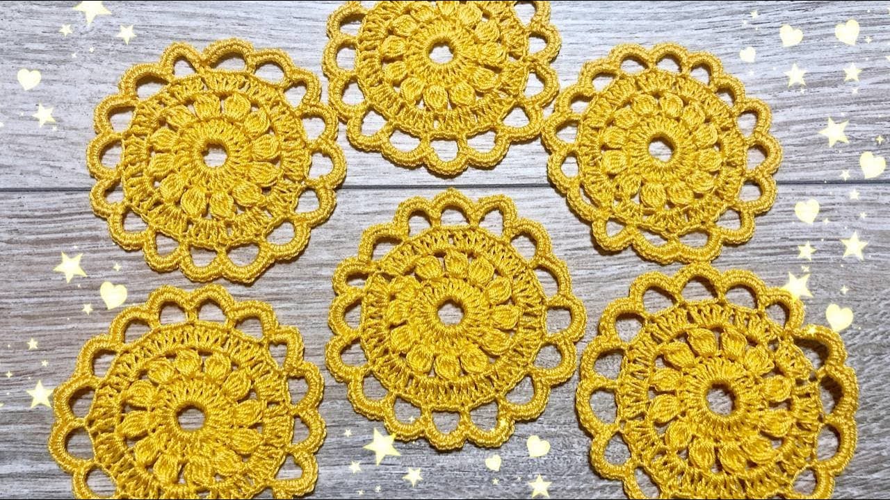 Вязание крючком. ПРОСТОЙ КРУГЛЫЙ МОТИВ.СОЕДИНЕНИЕ МОТИВОВ. Вязание для начинающих.