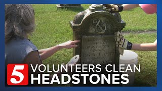 Volunteers clean headstones at Gallatin City Cemetery as part of city's 5th annual Decoration Day