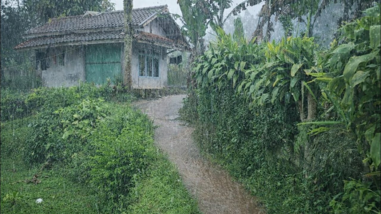 Merinding‼️Beginilah Rasanya Saat Hujan Mengguyur Pedesaan yang Masih Asri Bikin Hati Tenang🥹