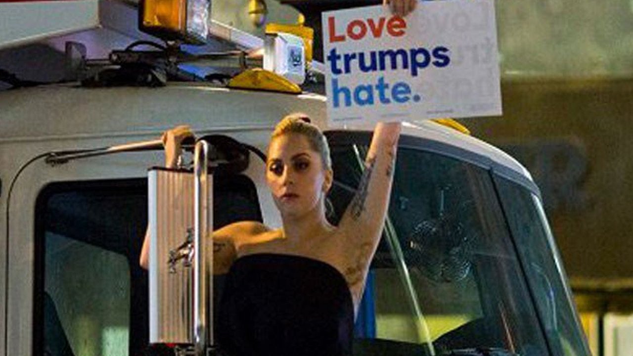 Lady Gaga Protests Outside Trump Tower Following Election Results