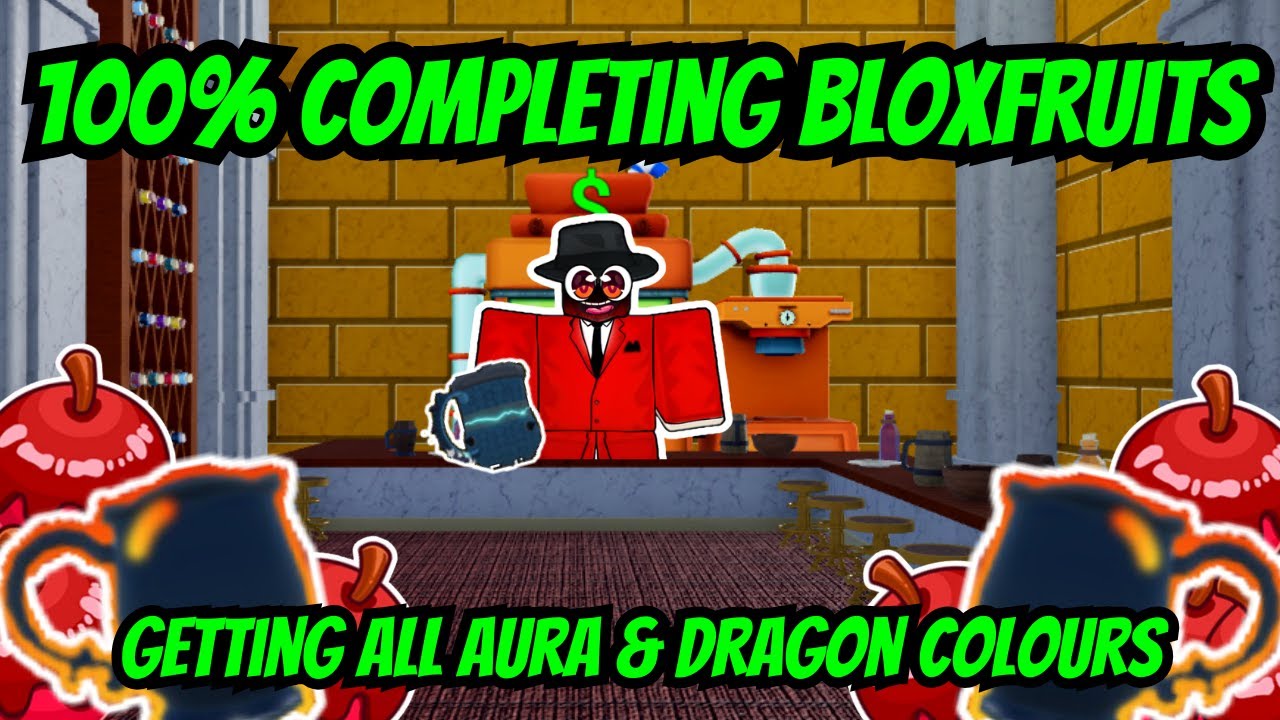 My 100% Blox Fruits Journey: All Auras & Dragon Colors - YouTube