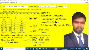 How to Construct  missing frequency when mean is given in Continuous series use GeoGebra Hindi