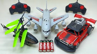 RadioControl RC Flying Helicopter and 3D Light RC Car with a380 Model Airline Unboxing and Testing😍