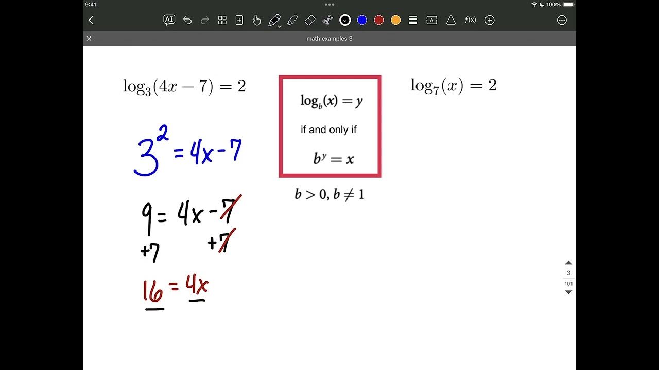 solving easy logarithm equations by converting to exponential form ...