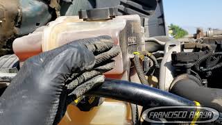 Freighliner cascadia coolant radiator hose suck in collapsed in the mornings coolant tank problem