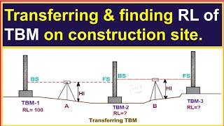 How to calculate the RL of a temporary benchmark on-site?/ How to transfer TBM in surveying?
