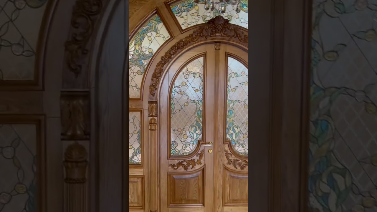 Arch Arched doors interior wooden door Wooden partition Wood carving