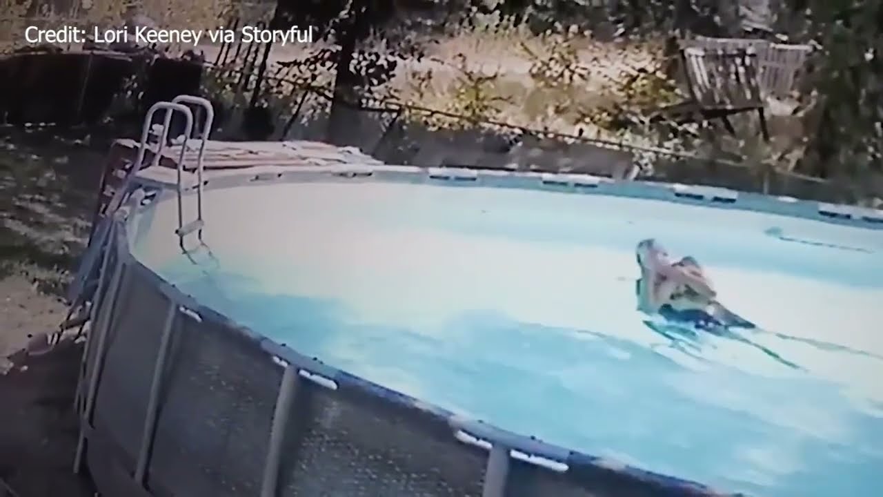 DRAMATIC RESCUE Boy dives into pool to save mother experiencing a