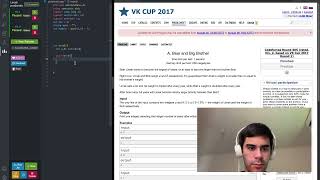 Codeforces A. Bear and Big Brother | C++ | Rated 800 | HHKB Type-S | real time | no talking