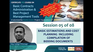 Basic Estimations and Cost Planning Including Compilation of Bidding Documents | CECB | Session 5